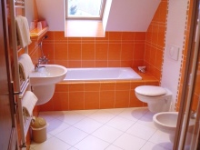 Zářivě oranžová koupelna