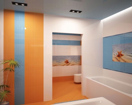 Oranžově modrá koupelna